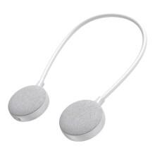 Caixa de Som Bluetooth para Pescoço com Tecnologia Bassboom e Som Estéreo Potente, Bateria de Lítio de 600mAh, Branca