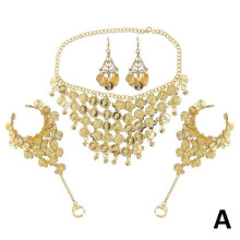 (A) Conjunto de três peças: colar, pulseira e brincos - Conjunto de joias femininas