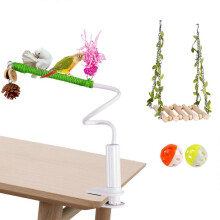 Brinquedo de mesa para pássaros com balanço, poleiro e corda resistente a mordidas para estimulação mental e exercícios em ambientes interno