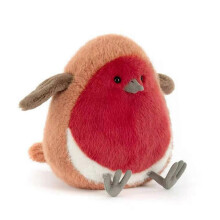 Niedliches Rotkehlchen-Plüschtier, süße kleine Vogelpuppe, weich und kuschelig