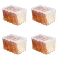 Lot de 4 boîtes à pain hermétiques en plastique réutilisables, distributeur de pain transparent pour une fraîcheur optimale.
