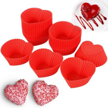 30 pirottini in silicone a forma di cuore per muffin, stampi antiaderenti riutilizzabili, pirottini resistenti al calore 2,75x2,75x1,2 polli