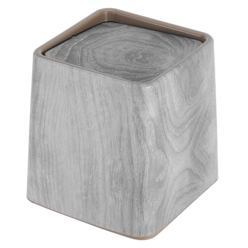 2Pcs Grey Plastic Trash Can Retro Design for Bathroom Home Use 1