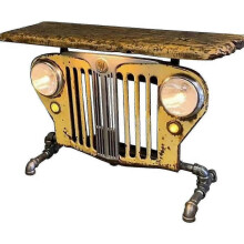 Steampunk stolní lampa pro industriální osvětlení - žlutá