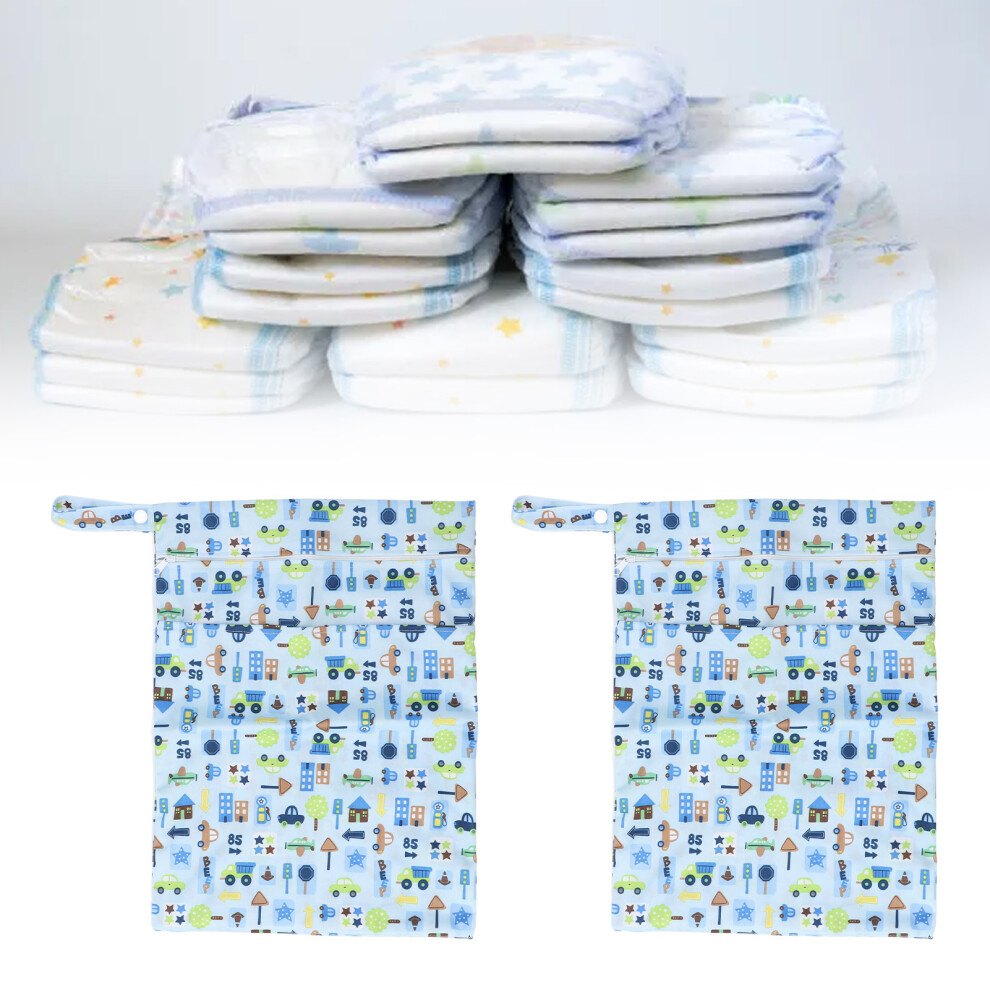 2pcs Waterproof Cloth Diaper Wet Dry Bags - Reusable, 40x29cm