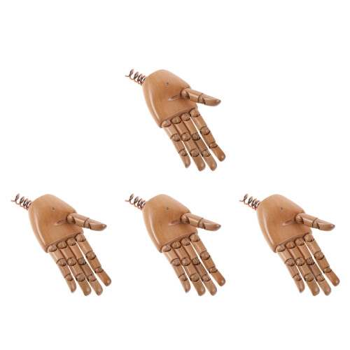 4Pcs Solid Wood Hand Figure with Moveable Joints for Art Drawing 2