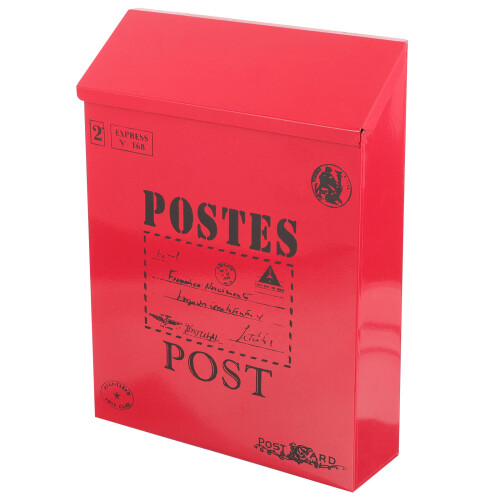 2Pcs Red Retro Style Iron Mailbox Wall Mount Locking Suggestion Box 1