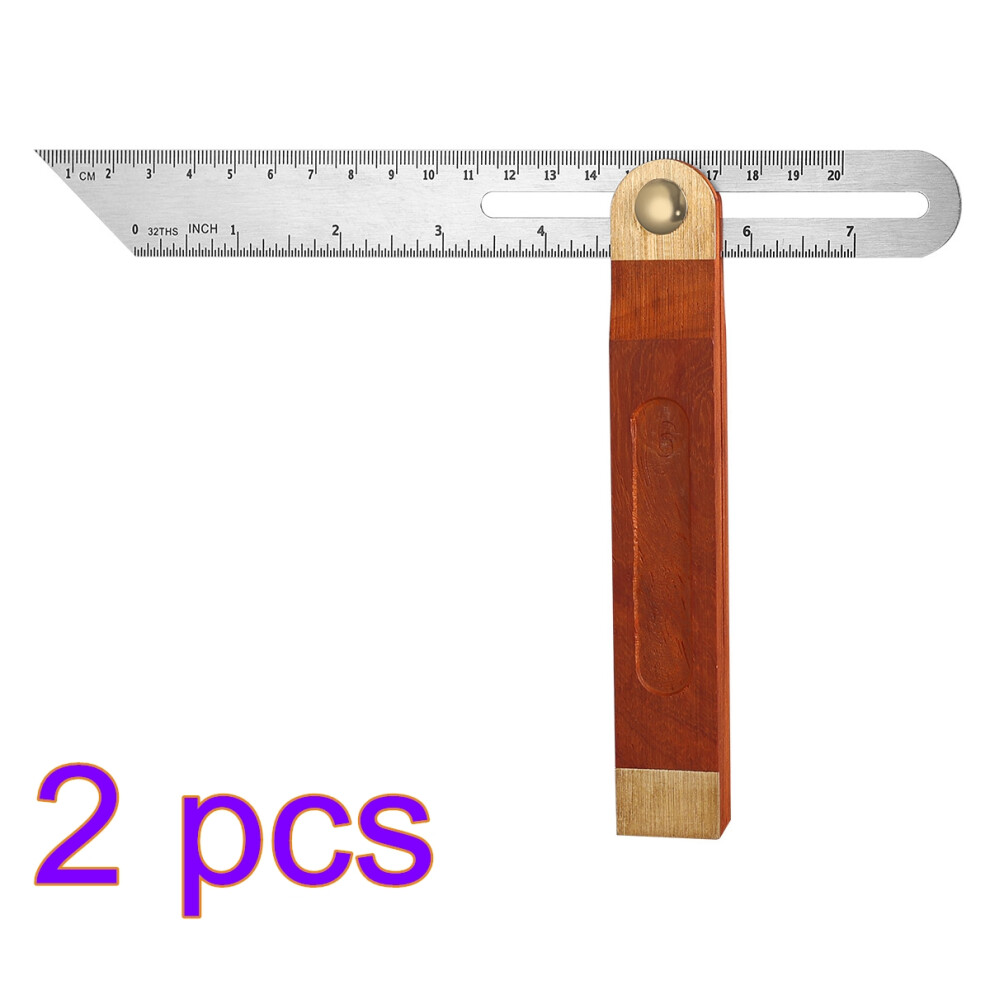 2Pcs Stainless Steel Sliding T-Bevel Angle Finder Ruler Brown Hardwood 3671897186589
