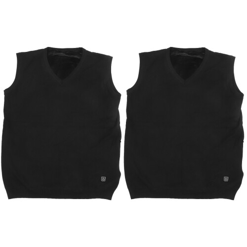 2Pcs Men's Black Heated Sweater Vest USB Adjustable Warm-Keeping Tool 2