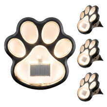 GEEZY Paw Print Solar Stake Lights 4 Pcs Warm White LED Outdoor Garden Ornament Path