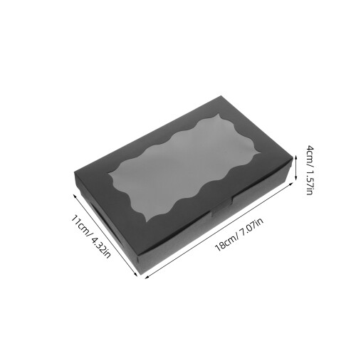 50Pcs Kraft Paper Bakery Pastry Boxes with Clear Window Black 1