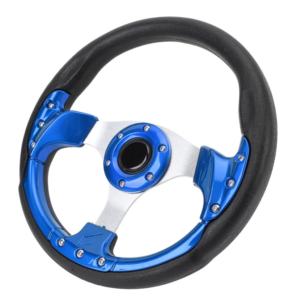 13In Pu Racing Steering Wheel - Impact Proof, Enhanced Grip For Vehicles Blue 5021385071282