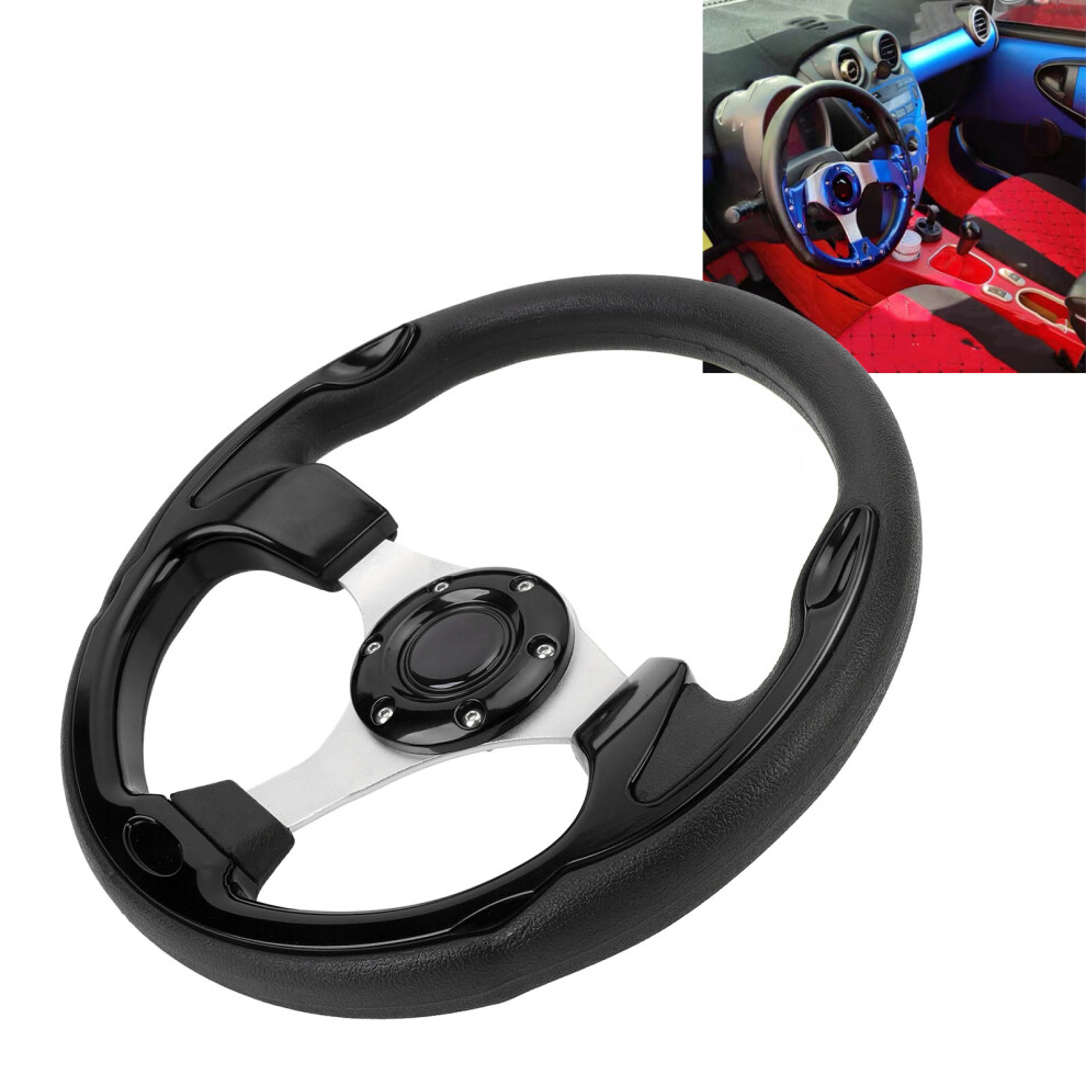 Universal 13In Racing Style Pu Aluminum Steering Wheel With Horn Black 5041385071365
