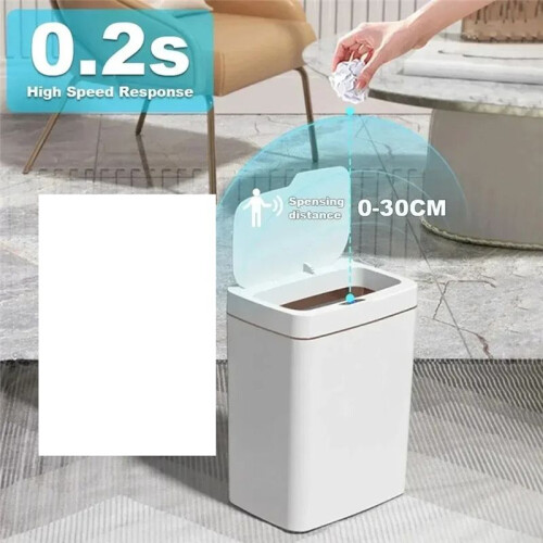 Intelligenter Badezimmer-Mülleimer, Elektronischer Mülleimer, Weiß, Schmal, Intelligenter Sensor-Mülleimer,  Home 1