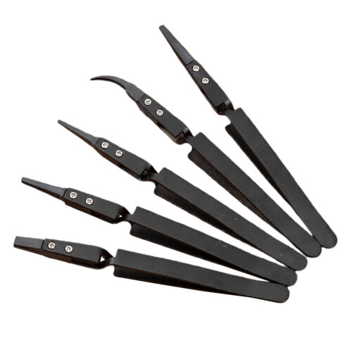 10Pcs Durable Black Anti-Static Ceramic Precision Tweezers for Coils 1