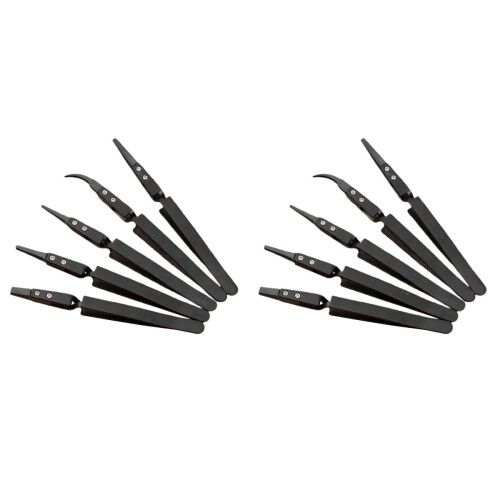 10Pcs Durable Black Anti-Static Ceramic Precision Tweezers for Coils 2