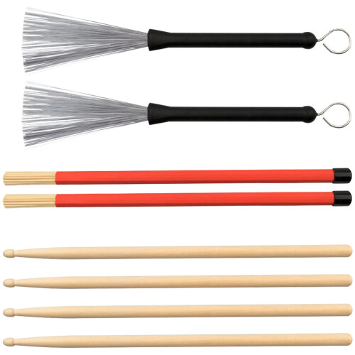 2Sets Diverse Kleuren Maple Drumsticks Met Drum Wire Borstels 2