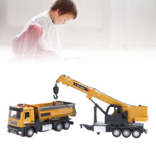 Grú metallo con camion con vasca da carico, modello giocattolo - Multifunzione, 17 cm, Giallo
