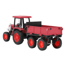 Modèle de tracteur vintage rouge avec remorque à 4 roues – Jouet pour enfants et décoration de bureau