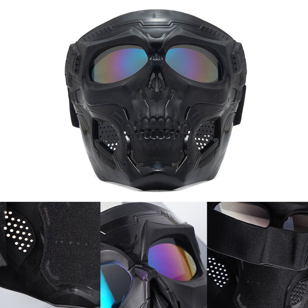 Motorcycle Goggles Mask Skull Shape Racing Cycling Goggles, With Multicolored Lens Black 4271389686406