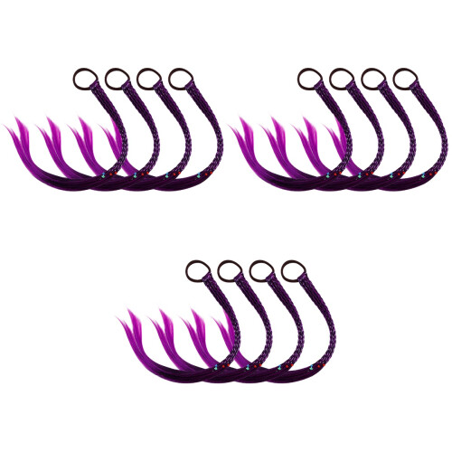 12Pièces Élastiques Queue De Enfant Violet Tresses Déco 2