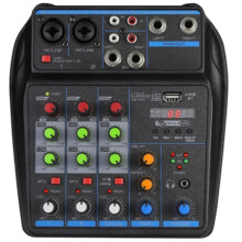 4 Kanaals Audio Mixer  Sound Mixing Console  48V Voeding voor Muziek DJ Opname Karaoke Systeem