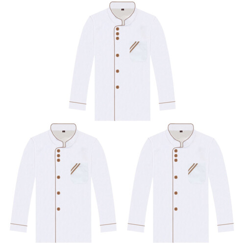 3Pièces Blouse Chef Longues Unisexe 1