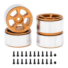 4 Pièces 1,0 Pouces Jantes en Métal pour Voiture sur Chenilles 1/24 1/18 RC Axial SCX24 AX24 FCX24 Enduro24 TRX4M, Étroit 5 Rayons Orange