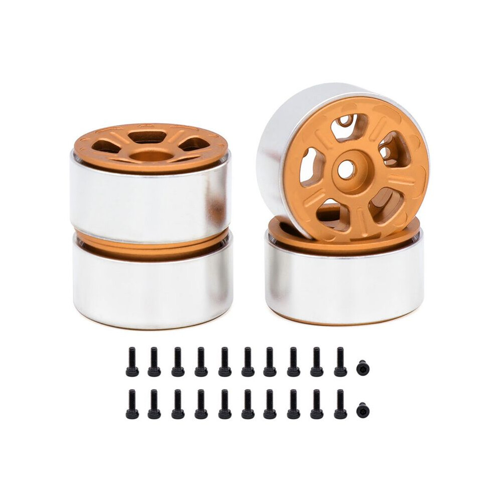 4Pcs 1.0In Metal Wheel Rims For 1/24 1/18 Rc Crawler Car Axial Scx24 Ax24 Fcx24 Enduro24 Trx4m,Wide 5-Spokes Orange Tauoh