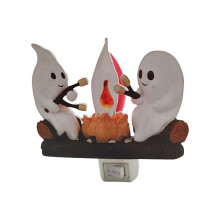 Campfire Flimrande Nattljus Flame Halloween Nattlampa 3D LED Liten Faux Campfire Nattljus Dekor USA-Kontakt