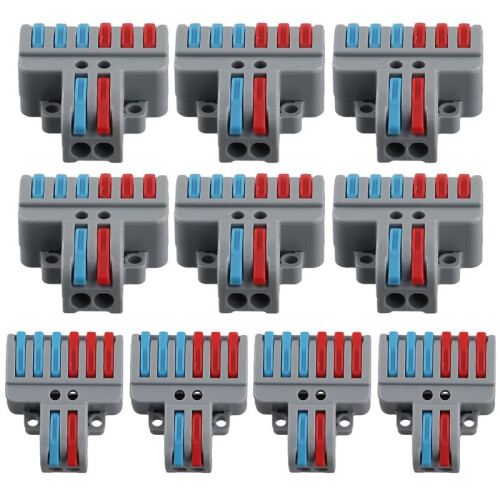 10 Pcs Terminal Connection Clamp Set, Wire Connector, Quick Compact Cable Connector NC-623 Grey