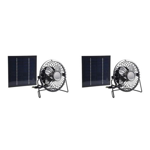 2X -Ventilador Elétrico com Painel Solar Portátil 5W 4 Polegadas com Efeito de Estufa Exaustor Solar para Escritório Ao Ar Livre