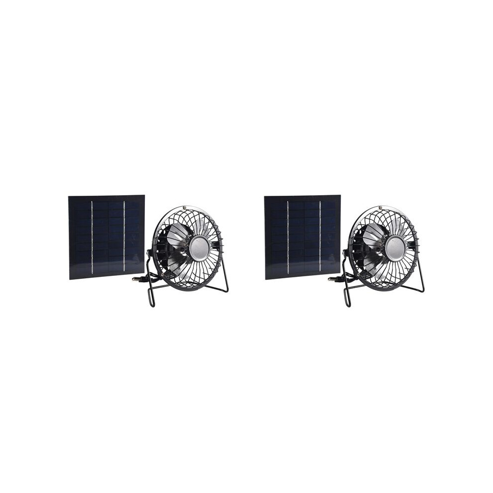 2X Solar Panel Powered Ventilator Fan Portable 5W 4 Inch Greenhouse Solar Exhaust Fan For Office Outdoor 4713908260174