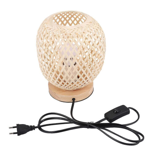 Επιτραπέζια λάμπα από μπαμπού rattan, ιαπωνικό στιλ, κομοδίνο, γραφείο, υπνο 2