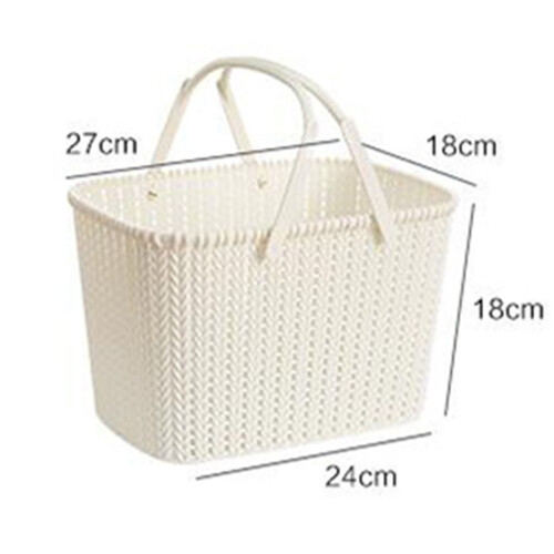 Imitation Rattan Woven Plastic Handheld Fruit Storage Basket Beige 1