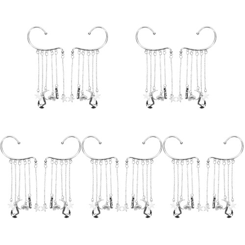 10Pièces Ear Cuff Clip Gland Argent Étoile Perçage 1