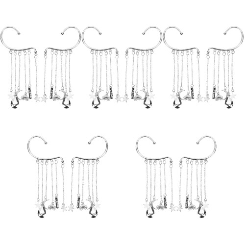 10Pièces Ear Cuff Clip Gland Argent Étoile Perçage 2