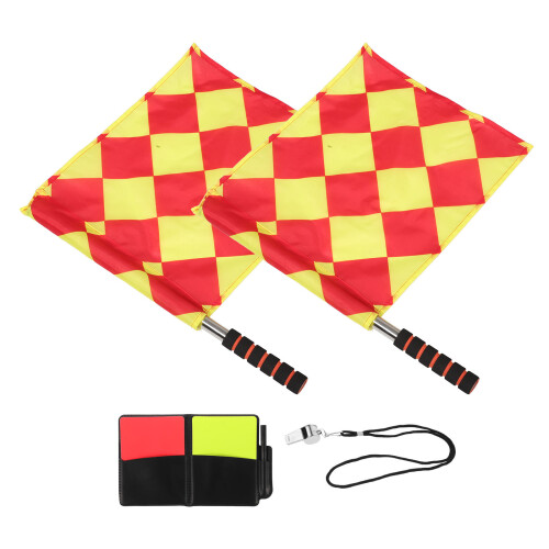 5Ensembles Kit Arbitre PVC Drapeaux Cartons Sifflet Acier 1