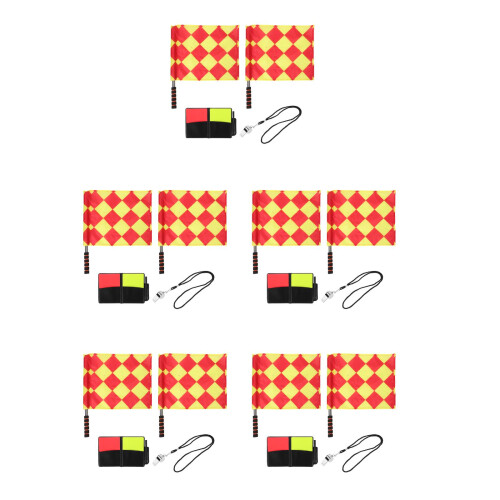 5Ensembles Kit Arbitre PVC Drapeaux Cartons Sifflet Acier 2