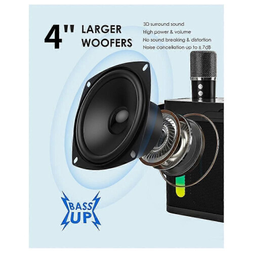 Ασύρματο ηχείο Bluetooth Subwoofer Πολύχρωμο φως Φορητή μηχανή καραόκε οικογενειακού 1