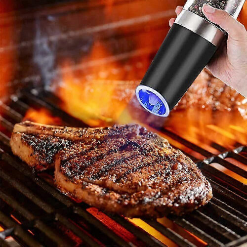 2pcs Spice Grinder Electric Gravity Sensor Spice Grinders Black 1