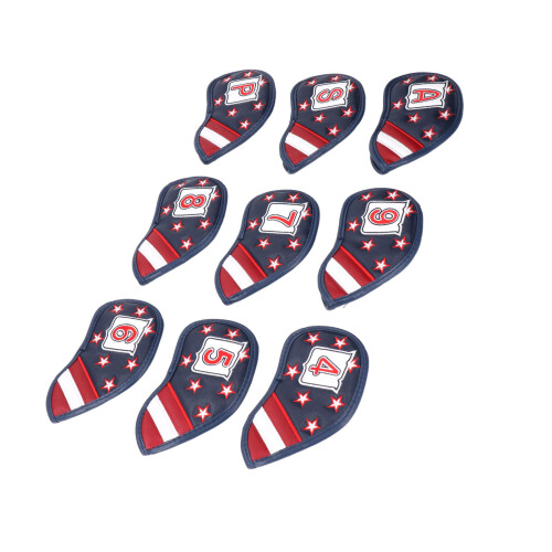 Stylish 9Pcs PU Leather Golf Headcovers Waterproof