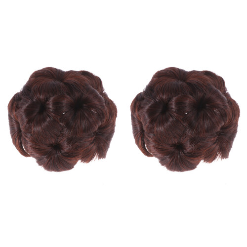 2Pièces Accessoire Chignon Marron Fleurs Facile Volume 1
