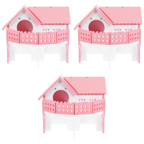 3Pièces Abri Hamster Double Étages Rose Petite De Jeu 2
