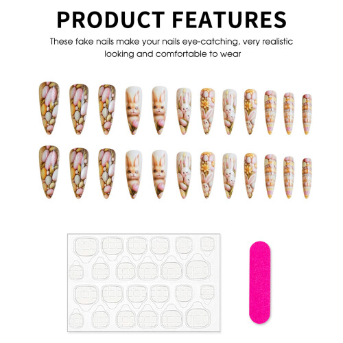 Rabbit Easter Fake Nails, Zero Pressure, Resin Material 2