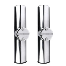 2PCS Stainless Steel Clamp-On Fishing Rod Holders