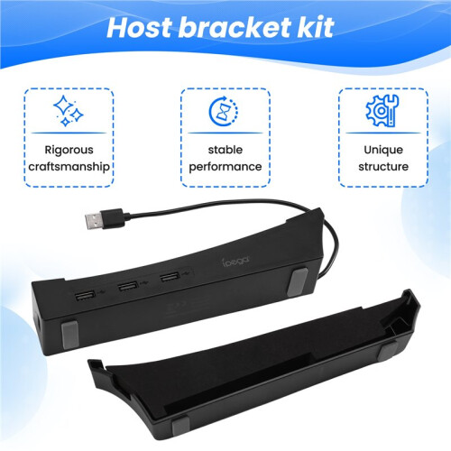 IPEGA Main Unit Bracket, Horizontal Stand for PS5 Pro/for PS5 Slim Console with 4-Port USB Hub, Base Holder for PS5 Accessories
