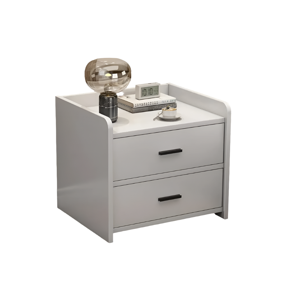 Compact Space-Saving Bedside Table - White