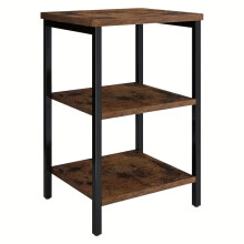 Retro Wooden 3-Layer Bedside Storage Rack Table