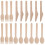 6Ensembles Couverts Bois Beige Jetables Fourchette Couteau 7